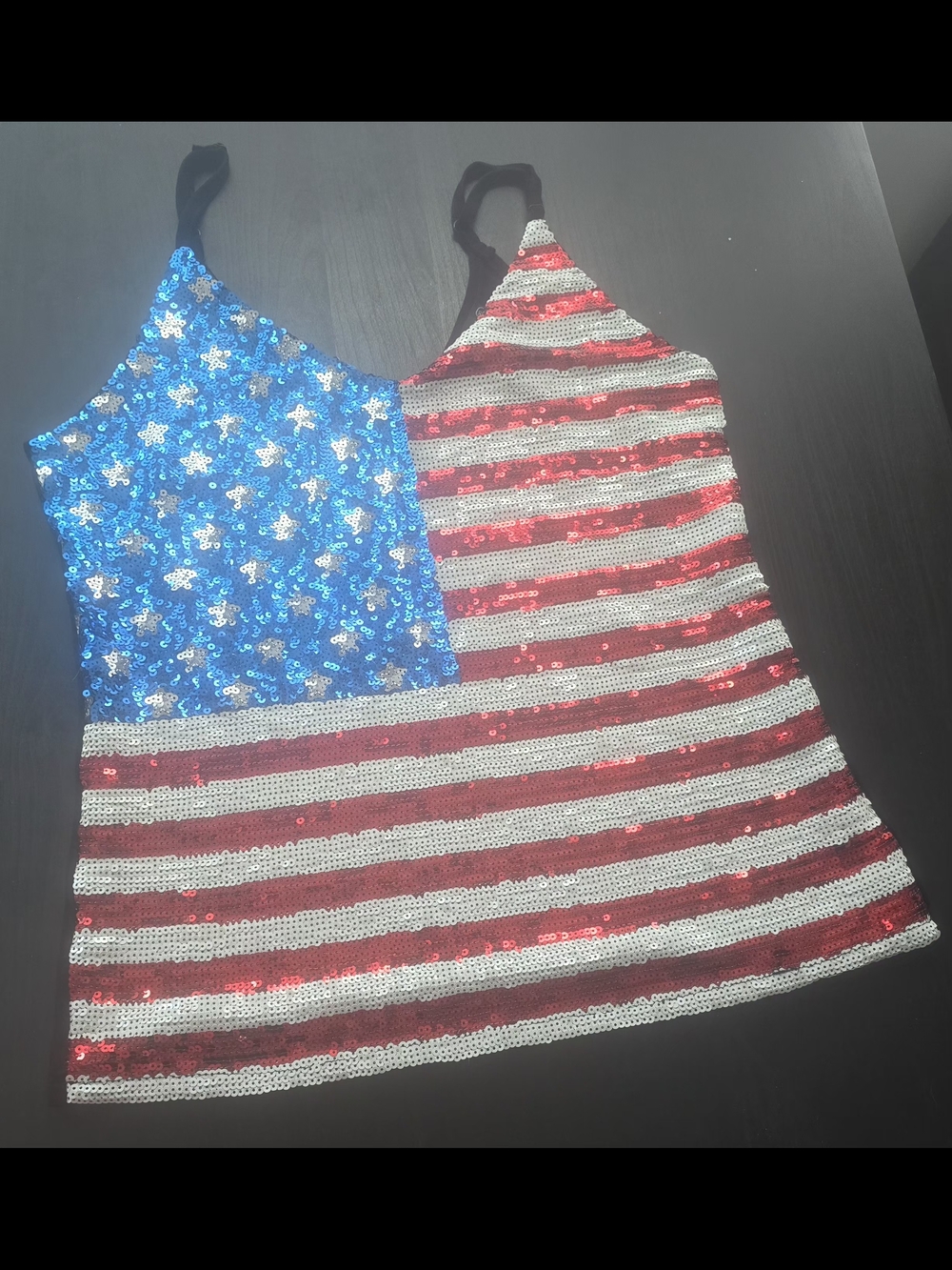 Miss Chievous USA AMERICAN FLAG GLAM SEQUIN Top SZ XL